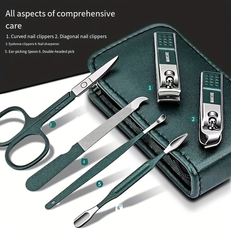 Mens Grooming Travel Kit - Nail Clipper Set, 6PCS Manicure Kit