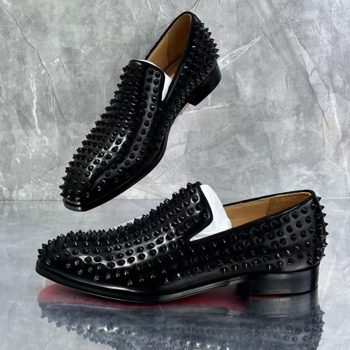 Black Rivets Leather Men's Loa - Men'S Grooming Oxford ulasan dan harga