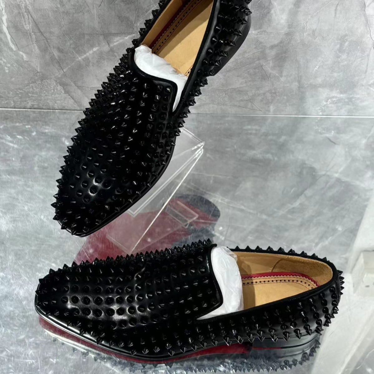 Black Rivets Leather Men's Loa - Men'S Grooming Oxford ulasan dan harga
