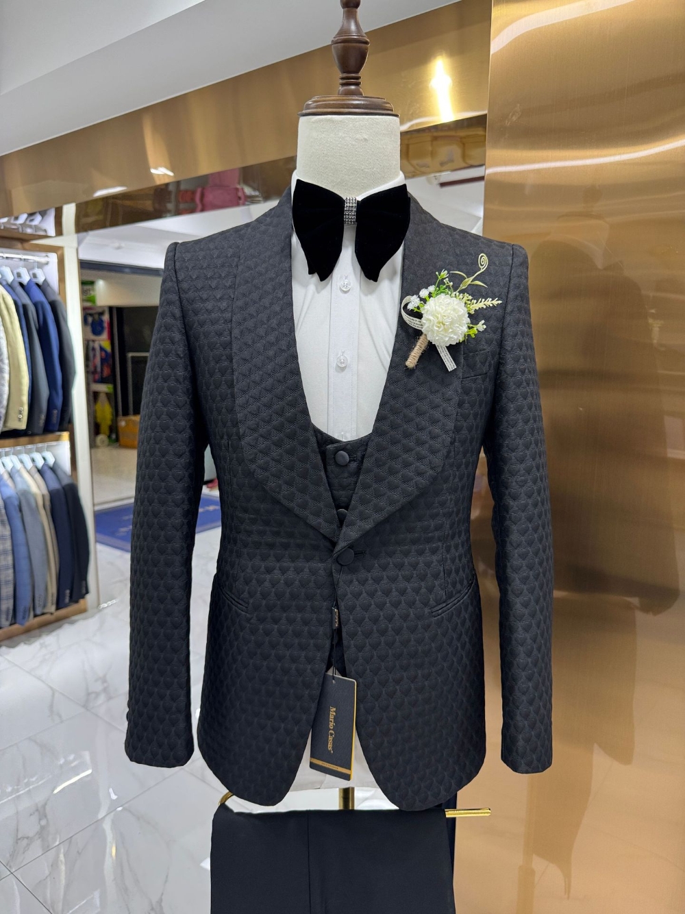 Mens Three Piece Jacquard Suit - Men'S Grooming Images ulasan dan harga