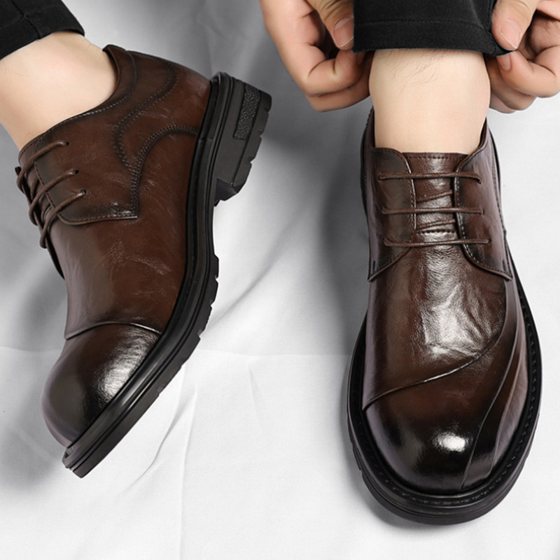 Brown Burnished Genuine Leathe - Men'S Grooming Oxford ulasan dan harga