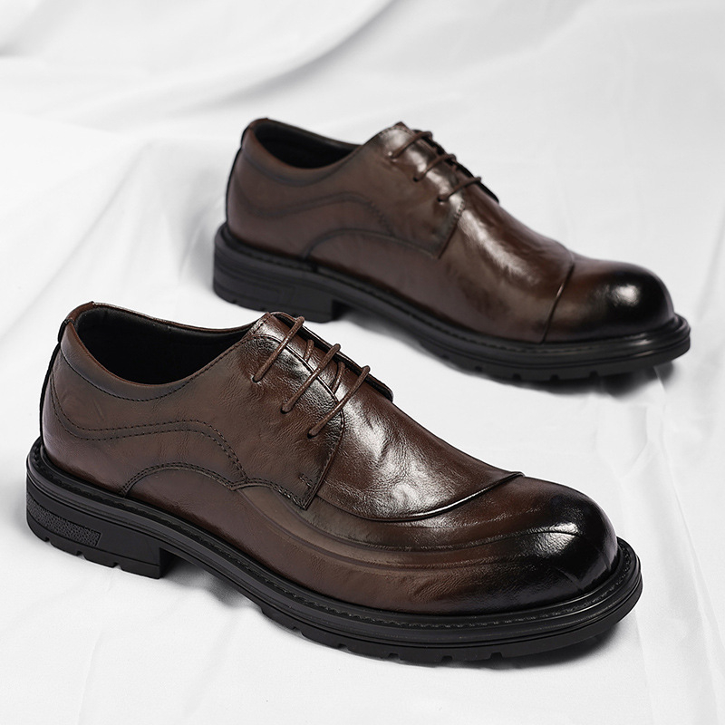 Brown Burnished Genuine Leathe - Men'S Grooming Oxford ulasan dan harga